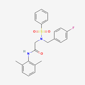 molecular formula C23H23FN2O3S B3535133 N~1~-(2,6-dimethylphenyl)-N~2~-(4-fluorobenzyl)-N~2~-(phenylsulfonyl)glycinamide 