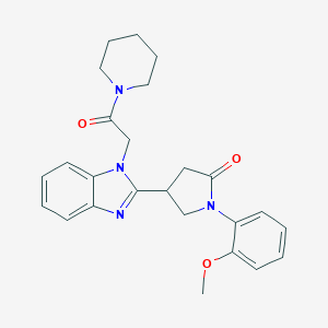 molecular formula C25H28N4O3 B353516 1-(2-Methoxyphenyl)-4-[1-(2-oxo-2-piperidylethyl)benzimidazol-2-yl]pyrrolidin-2-one CAS No. 942885-07-6