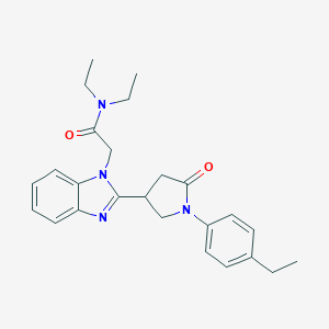 molecular formula C25H30N4O2 B353519 N,N-diethyl-2-{2-[1-(4-ethylphenyl)-5-oxopyrrolidin-3-yl]benzimidazolyl}acetam ide CAS No. 942863-44-7