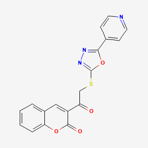 molecular formula C18H11N3O4S B3535191 3-({[5-(4-pyridinyl)-1,3,4-oxadiazol-2-yl]thio}acetyl)-2H-chromen-2-one 
