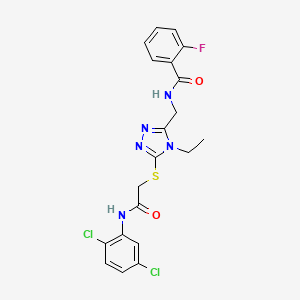 molecular formula C20H18Cl2FN5O2S B3535205 N-{[5-({2-[(2,5-dichlorophenyl)amino]-2-oxoethyl}thio)-4-ethyl-4H-1,2,4-triazol-3-yl]methyl}-2-fluorobenzamide 