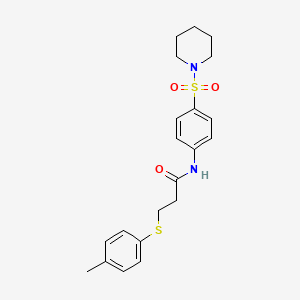 molecular formula C21H26N2O3S2 B3535260 3-[(4-methylphenyl)thio]-N-[4-(1-piperidinylsulfonyl)phenyl]propanamide 