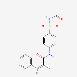 molecular formula C18H18N2O4S B3535310 N-{4-[(acetylamino)sulfonyl]phenyl}-2-methyl-3-phenylacrylamide 