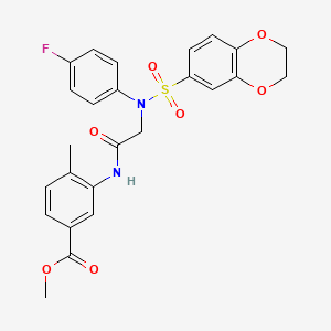 molecular formula C25H23FN2O7S B3535322 methyl 3-{[N-(2,3-dihydro-1,4-benzodioxin-6-ylsulfonyl)-N-(4-fluorophenyl)glycyl]amino}-4-methylbenzoate 