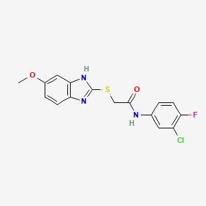 N-(3-chloro-4-fluorophenyl)-2-[(5-methoxy-1H-benzimidazol-2-yl)thio]acetamide