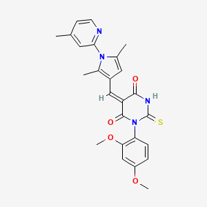 molecular formula C25H24N4O4S B3535394 1-(2,4-dimethoxyphenyl)-5-{[2,5-dimethyl-1-(4-methyl-2-pyridinyl)-1H-pyrrol-3-yl]methylene}-2-thioxodihydro-4,6(1H,5H)-pyrimidinedione 