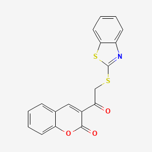 molecular formula C18H11NO3S2 B3535410 3-[(1,3-benzothiazol-2-ylthio)acetyl]-2H-chromen-2-one 