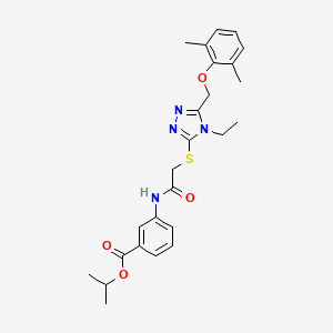 molecular formula C25H30N4O4S B3535426 isopropyl 3-{[({5-[(2,6-dimethylphenoxy)methyl]-4-ethyl-4H-1,2,4-triazol-3-yl}thio)acetyl]amino}benzoate 