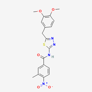 molecular formula C19H18N4O5S B3535441 N-[5-(3,4-dimethoxybenzyl)-1,3,4-thiadiazol-2-yl]-3-methyl-4-nitrobenzamide 