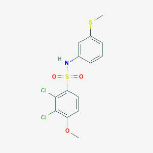 molecular formula C14H13Cl2NO3S2 B3535466 2,3-dichloro-4-methoxy-N-[3-(methylthio)phenyl]benzenesulfonamide 