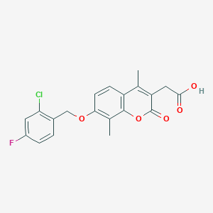 molecular formula C20H16ClFO5 B3535474 {7-[(2-chloro-4-fluorobenzyl)oxy]-4,8-dimethyl-2-oxo-2H-chromen-3-yl}acetic acid 