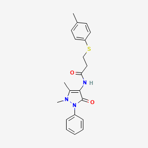 molecular formula C21H23N3O2S B3535526 N-(1,5-dimethyl-3-oxo-2-phenyl-2,3-dihydro-1H-pyrazol-4-yl)-3-[(4-methylphenyl)thio]propanamide 