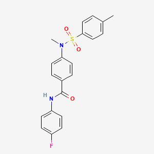 molecular formula C21H19FN2O3S B3535538 N-(4-fluorophenyl)-4-{methyl[(4-methylphenyl)sulfonyl]amino}benzamide 