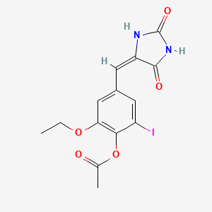 4-[(2,5-dioxo-4-imidazolidinylidene)methyl]-2-ethoxy-6-iodophenyl acetate