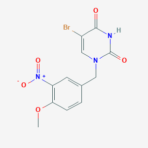 molecular formula C12H10BrN3O5 B3535694 5-bromo-1-(4-methoxy-3-nitrobenzyl)-2,4(1H,3H)-pyrimidinedione 