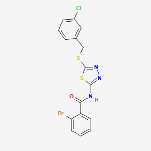 molecular formula C16H11BrClN3OS2 B3535734 2-bromo-N-{5-[(3-chlorobenzyl)thio]-1,3,4-thiadiazol-2-yl}benzamide 