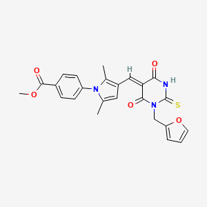 molecular formula C24H21N3O5S B3535749 methyl 4-(3-{[1-(2-furylmethyl)-4,6-dioxo-2-thioxotetrahydro-5(2H)-pyrimidinylidene]methyl}-2,5-dimethyl-1H-pyrrol-1-yl)benzoate 