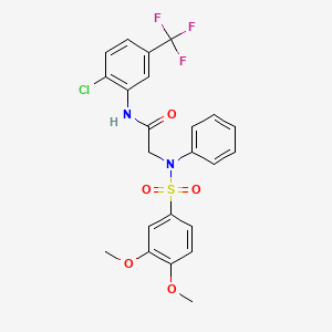 molecular formula C23H20ClF3N2O5S B3535772 N~1~-[2-chloro-5-(trifluoromethyl)phenyl]-N~2~-[(3,4-dimethoxyphenyl)sulfonyl]-N~2~-phenylglycinamide 