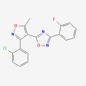 molecular formula C18H11ClFN3O2 B3535780 5-[3-(2-chlorophenyl)-5-methyl-4-isoxazolyl]-3-(2-fluorophenyl)-1,2,4-oxadiazole 
