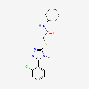 molecular formula C17H21ClN4OS B3535784 2-{[5-(2-chlorophenyl)-4-methyl-4H-1,2,4-triazol-3-yl]thio}-N-cyclohexylacetamide 
