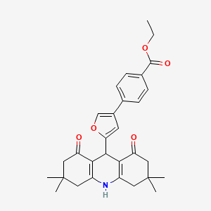 molecular formula C30H33NO5 B3535795 ethyl 4-[5-(3,3,6,6-tetramethyl-1,8-dioxo-1,2,3,4,5,6,7,8,9,10-decahydro-9-acridinyl)-3-furyl]benzoate 