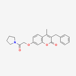 molecular formula C23H23NO4 B3535811 3-benzyl-4-methyl-7-[2-oxo-2-(1-pyrrolidinyl)ethoxy]-2H-chromen-2-one 
