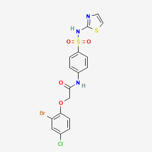 molecular formula C17H13BrClN3O4S2 B3535843 2-(2-bromo-4-chlorophenoxy)-N-{4-[(1,3-thiazol-2-ylamino)sulfonyl]phenyl}acetamide 