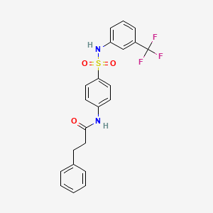 molecular formula C22H19F3N2O3S B3535853 3-phenyl-N-[4-({[3-(trifluoromethyl)phenyl]amino}sulfonyl)phenyl]propanamide 