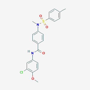 molecular formula C22H21ClN2O4S B3535873 N-(3-chloro-4-methoxyphenyl)-4-{methyl[(4-methylphenyl)sulfonyl]amino}benzamide 