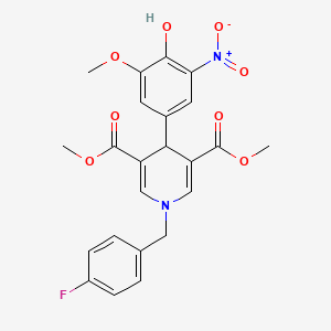 molecular formula C23H21FN2O8 B3535911 dimethyl 1-(4-fluorobenzyl)-4-(4-hydroxy-3-methoxy-5-nitrophenyl)-1,4-dihydro-3,5-pyridinedicarboxylate 