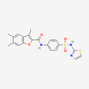 molecular formula C21H19N3O4S2 B3535931 3,5,6-trimethyl-N-{4-[(1,3-thiazol-2-ylamino)sulfonyl]phenyl}-1-benzofuran-2-carboxamide 