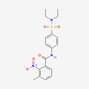 molecular formula C18H21N3O5S B3535949 N-{4-[(diethylamino)sulfonyl]phenyl}-3-methyl-2-nitrobenzamide 