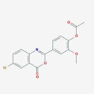 4-(6-bromo-4-oxo-4H-3,1-benzoxazin-2-yl)-2-methoxyphenyl acetate
