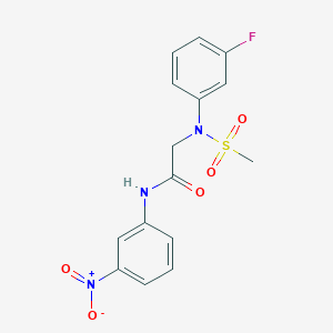 molecular formula C15H14FN3O5S B3535962 N~2~-(3-fluorophenyl)-N~2~-(methylsulfonyl)-N~1~-(3-nitrophenyl)glycinamide 