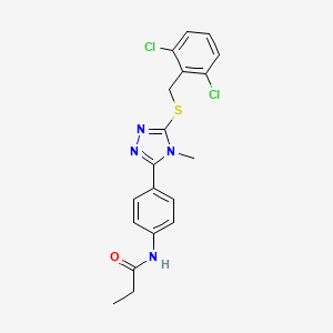 molecular formula C19H18Cl2N4OS B3535972 N-(4-{5-[(2,6-dichlorobenzyl)thio]-4-methyl-4H-1,2,4-triazol-3-yl}phenyl)propanamide 