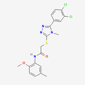 molecular formula C19H18Cl2N4O2S B3535974 2-{[5-(3,4-dichlorophenyl)-4-methyl-4H-1,2,4-triazol-3-yl]thio}-N-(2-methoxy-5-methylphenyl)acetamide 