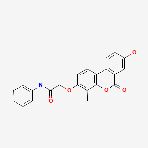 molecular formula C24H21NO5 B3535998 2-[(8-methoxy-4-methyl-6-oxo-6H-benzo[c]chromen-3-yl)oxy]-N-methyl-N-phenylacetamide 