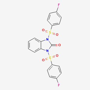 molecular formula C19H12F2N2O5S2 B3536009 1,3-bis[(4-fluorophenyl)sulfonyl]-1,3-dihydro-2H-benzimidazol-2-one 