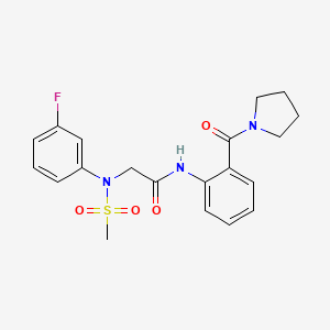 molecular formula C20H22FN3O4S B3536027 N~2~-(3-fluorophenyl)-N~2~-(methylsulfonyl)-N~1~-[2-(1-pyrrolidinylcarbonyl)phenyl]glycinamide 