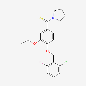 molecular formula C20H21ClFNO2S B3536051 1-({4-[(2-chloro-6-fluorobenzyl)oxy]-3-ethoxyphenyl}carbonothioyl)pyrrolidine 