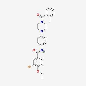 molecular formula C27H28BrN3O3 B3536077 3-bromo-4-ethoxy-N-{4-[4-(2-methylbenzoyl)-1-piperazinyl]phenyl}benzamide 