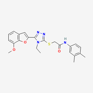 molecular formula C23H24N4O3S B3536080 N-(3,4-dimethylphenyl)-2-{[4-ethyl-5-(7-methoxy-1-benzofuran-2-yl)-4H-1,2,4-triazol-3-yl]thio}acetamide 