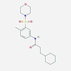 molecular formula C20H30N2O4S B353609 3-cyclohexyl-N-[4-methyl-3-(morpholin-4-ylsulfonyl)phenyl]propanamide CAS No. 924829-87-8