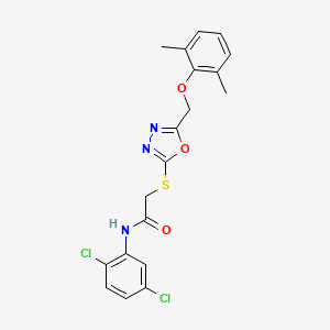 molecular formula C19H17Cl2N3O3S B3536096 N-(2,5-dichlorophenyl)-2-({5-[(2,6-dimethylphenoxy)methyl]-1,3,4-oxadiazol-2-yl}thio)acetamide 