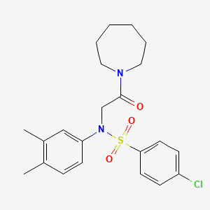 molecular formula C22H27ClN2O3S B3536139 N-(2-Azepan-1-yl-2-oxo-ethyl)-4-chloro-N-(3,4-dimethyl-phenyl)-benzenesulfonamide 