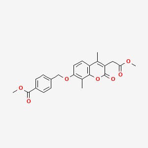molecular formula C23H22O7 B3536142 4-({[3-(2-甲氧基-2-氧代乙基)-4,8-二甲基-2-氧代-2H-色烯-7-基]氧基}甲基)苯甲酸甲酯 CAS No. 694497-78-4