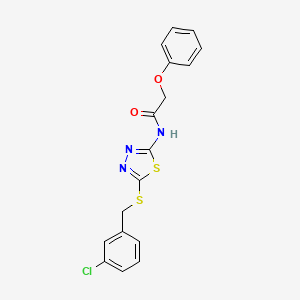 molecular formula C17H14ClN3O2S2 B3536156 N-{5-[(3-chlorobenzyl)thio]-1,3,4-thiadiazol-2-yl}-2-phenoxyacetamide 