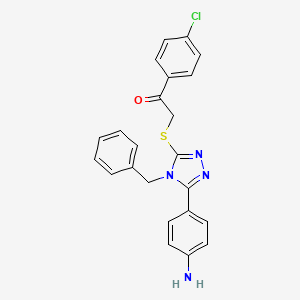 molecular formula C23H19ClN4OS B3536160 2-{[5-(4-aminophenyl)-4-benzyl-4H-1,2,4-triazol-3-yl]thio}-1-(4-chlorophenyl)ethanone 