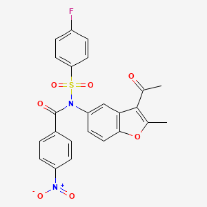 molecular formula C24H17FN2O7S B3536189 N-(3-acetyl-2-methyl-1-benzofuran-5-yl)-N-[(4-fluorophenyl)sulfonyl]-4-nitrobenzamide 
