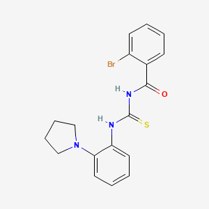 molecular formula C18H18BrN3OS B3536206 2-bromo-N-({[2-(1-pyrrolidinyl)phenyl]amino}carbonothioyl)benzamide 